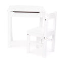 Melissa & Doug Wooden Child's Lift-Top Desk and Chair - White: Fixed Height Office Furniture Set with Storage
