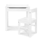 Melissa & Doug Wooden Child's Lift-Top Desk and Chair - White: Fixed Height Office Furniture Set with Storage