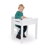 Melissa & Doug Wooden Child's Lift-Top Desk and Chair - White: Fixed Height Office Furniture Set with Storage
