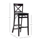 Tabouret de bar pliable en similicuir Triena X Back, expresso - Linon : siège rembourré, pieds en bois, aucun assemblage requis