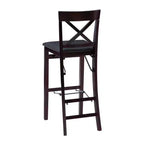 Tabouret de bar pliable en similicuir Triena X Back, expresso - Linon : siège rembourré, pieds en bois, aucun assemblage requis