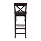 Tabouret de bar pliable en similicuir Triena X Back, expresso - Linon : siège rembourré, pieds en bois, aucun assemblage requis