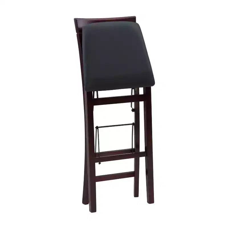 Tabouret de bar pliable en similicuir Triena X Back, expresso - Linon : siège rembourré, pieds en bois, aucun assemblage requis