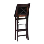Tabouret de bar pliable en similicuir Triena X Back, expresso - Linon : siège rembourré, pieds en bois, aucun assemblage requis