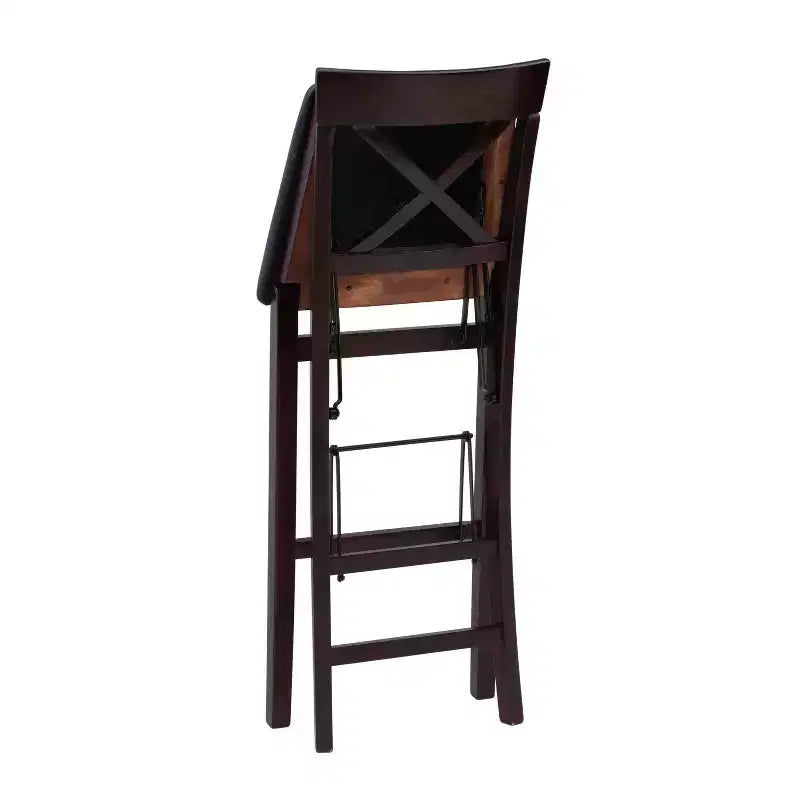 Tabouret de bar pliable en similicuir Triena X Back, expresso - Linon : siège rembourré, pieds en bois, aucun assemblage requis