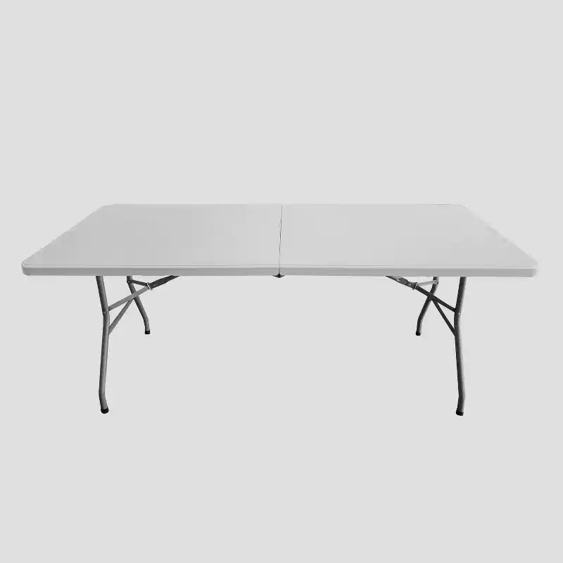 Table pliante 6 pieds Techni Home avec poignée de transport, blanc granit