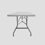 Table pliante 6 pieds Techni Home avec poignée de transport, blanc granit