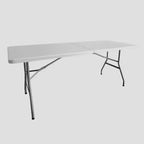 Table pliante 6 pieds Techni Home avec poignée de transport, blanc granit