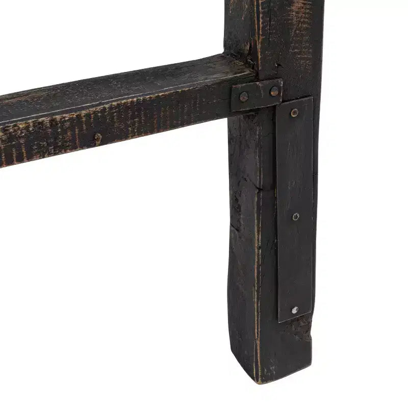 Table pliante longue en bois de récupération Storied Home vieilli, noir délavé : rustique, sans assemblage, capacité de 125 kg