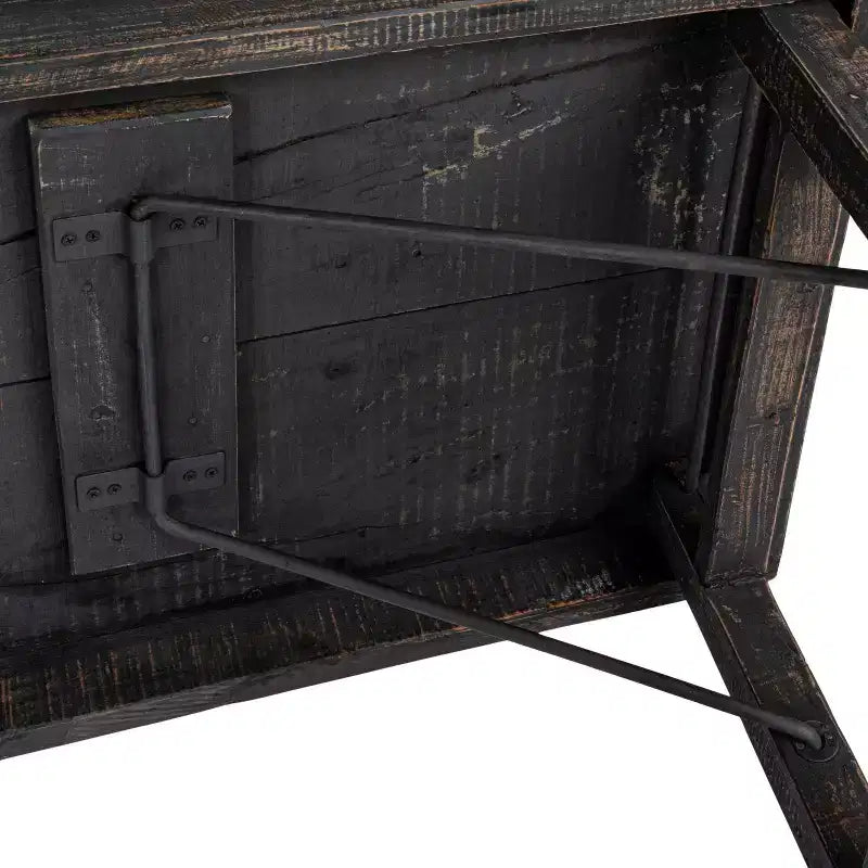 Table pliante longue en bois de récupération Storied Home vieilli, noir délavé : rustique, sans assemblage, capacité de 125 kg