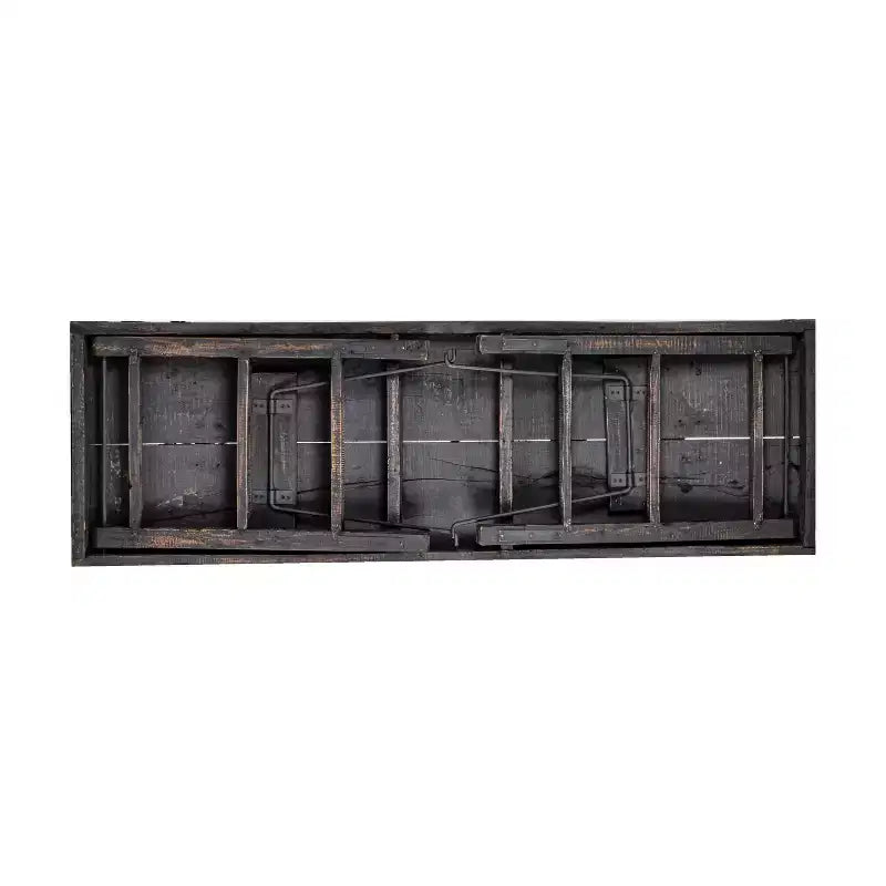 Table pliante longue en bois de récupération Storied Home vieilli, noir délavé : rustique, sans assemblage, capacité de 125 kg