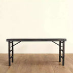 Table pliante longue en bois de récupération Storied Home vieilli, noir délavé : rustique, sans assemblage, capacité de 125 kg