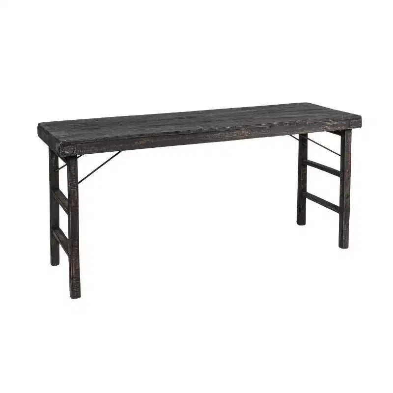 Table pliante longue en bois de récupération Storied Home vieilli, noir délavé : rustique, sans assemblage, capacité de 125 kg