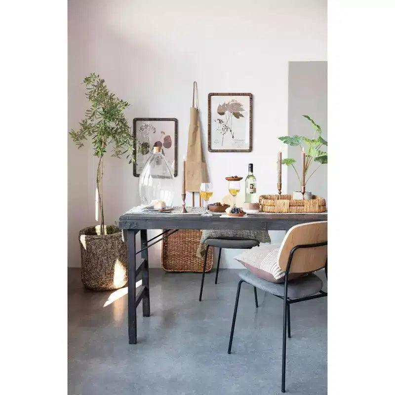 Table pliante longue en bois de récupération Storied Home vieilli, noir délavé : rustique, sans assemblage, capacité de 125 kg