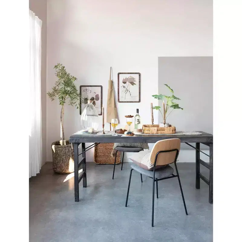 Table pliante longue en bois de récupération Storied Home vieilli, noir délavé : rustique, sans assemblage, capacité de 125 kg