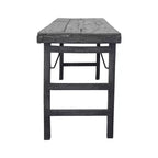 Table pliante longue en bois de récupération Storied Home vieilli, noir délavé : rustique, sans assemblage, capacité de 125 kg