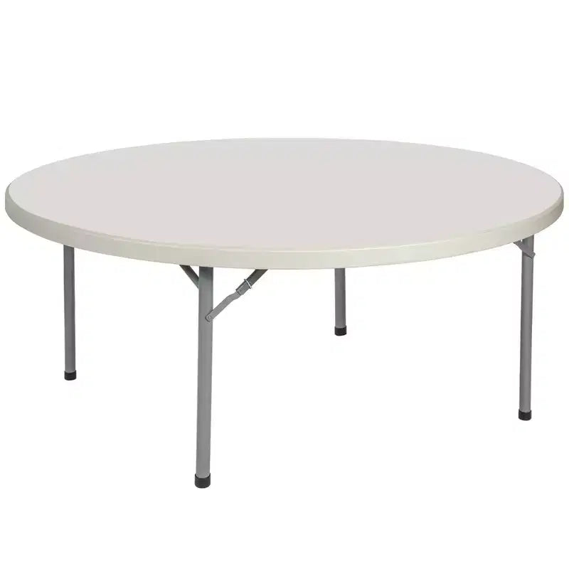 Hampden Furnishings 71" Baldwin Collection Round Folding Table Gray: Stain-Resistant, Seats 12, No Assembly Required
