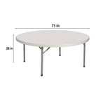 Table ronde pliante Hampden Furnishings, collection Baldwin, 71 po, grise : Résistante aux taches, 12 places, aucun assemblage requis