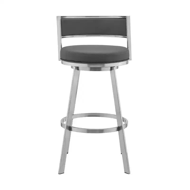 Tabouret de bar à hauteur de comptoir romain de 66 cm : Pivotant, dossier bas, Armen Living