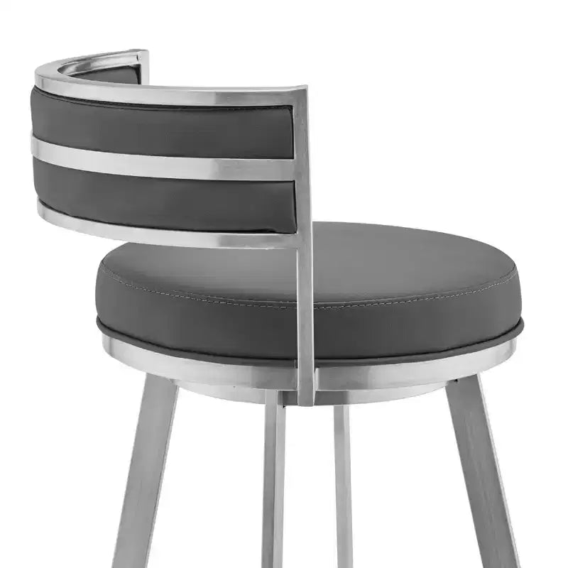 Tabouret de bar à hauteur de comptoir romain de 66 cm : Pivotant, dossier bas, Armen Living
