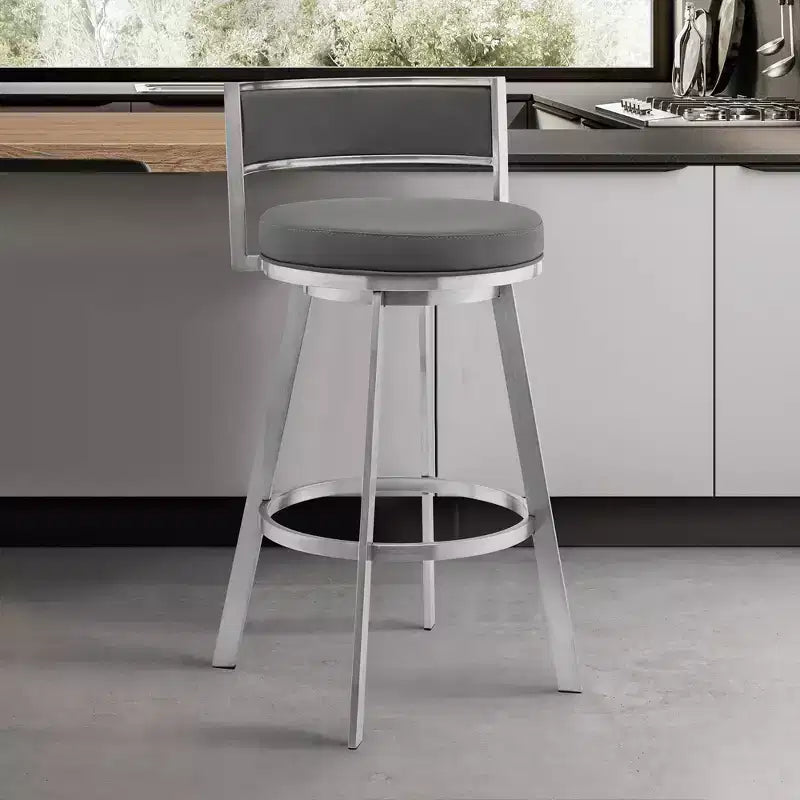 Tabouret de bar à hauteur de comptoir romain de 66 cm : Pivotant, dossier bas, Armen Living