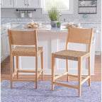 Set of 2 Clara Handwoven Seagrass Seat Counter Height Barstools Natural - Powell Company