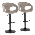 LumiSource Set of 2 Curva Adjustable Barstools Black Metal/Light Gray PU