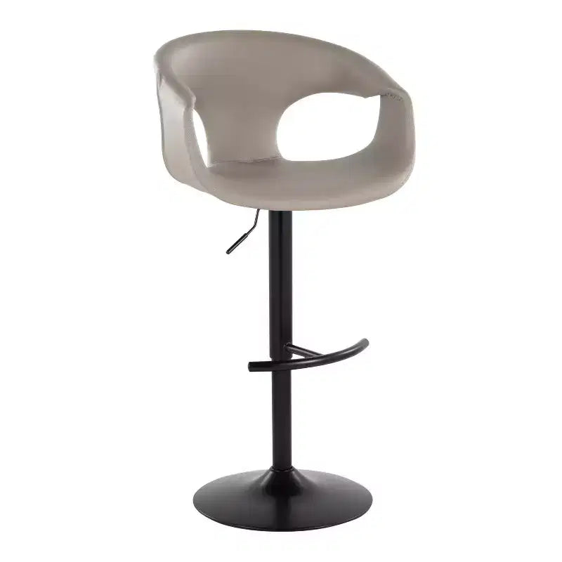 LumiSource Lot de 2 tabourets de bar réglables Curva Métal noir/PU gris clair