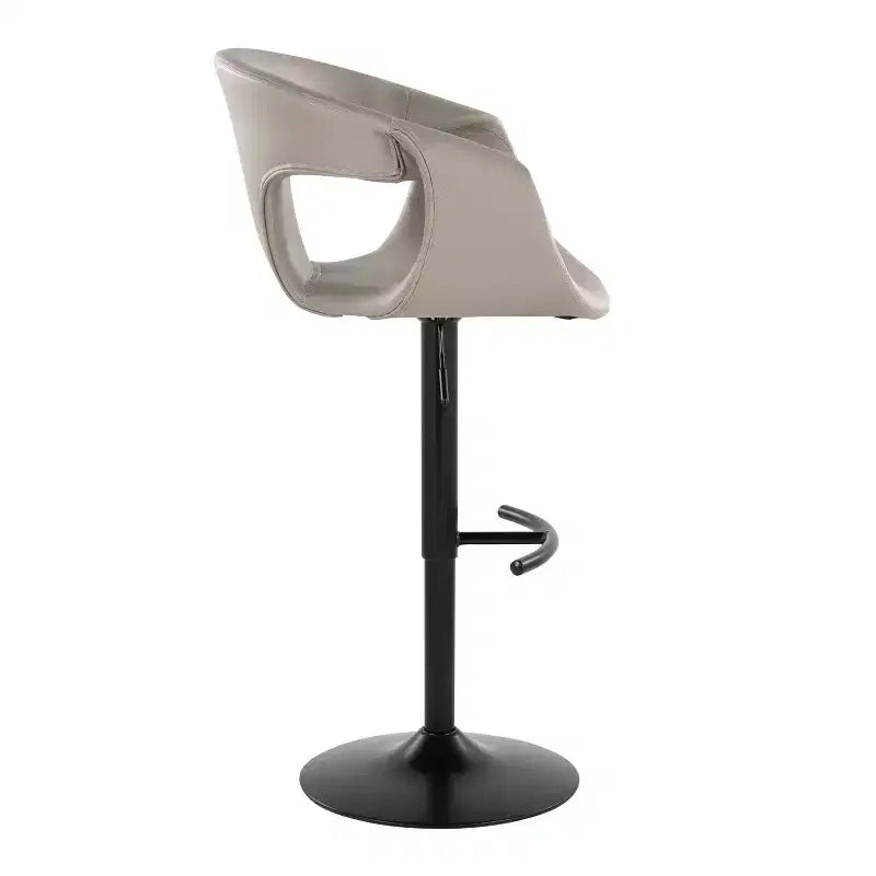 LumiSource Lot de 2 tabourets de bar réglables Curva Métal noir/PU gris clair