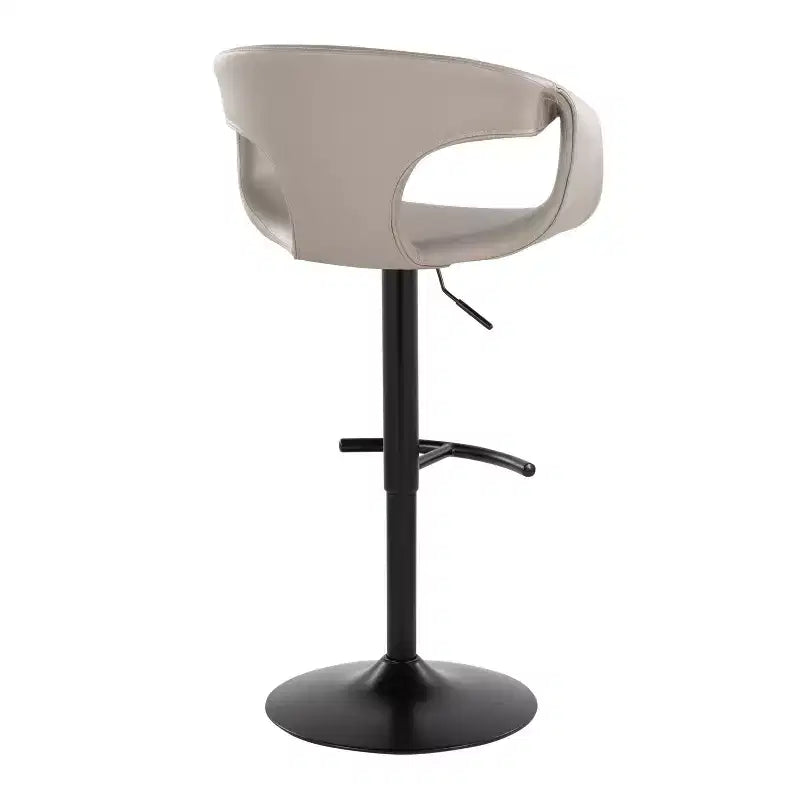 LumiSource Lot de 2 tabourets de bar réglables Curva Métal noir/PU gris clair