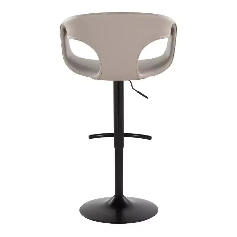 LumiSource Lot de 2 tabourets de bar réglables Curva Métal noir/PU gris clair