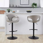 LumiSource Lot de 2 tabourets de bar réglables Curva Métal noir/PU gris clair
