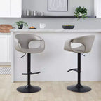 LumiSource Lot de 2 tabourets de bar réglables Curva Métal noir/PU gris clair