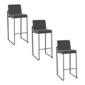 LumiSource Set of 3 Fuji High Back Barstools Black Steel/Charcoal Fabric