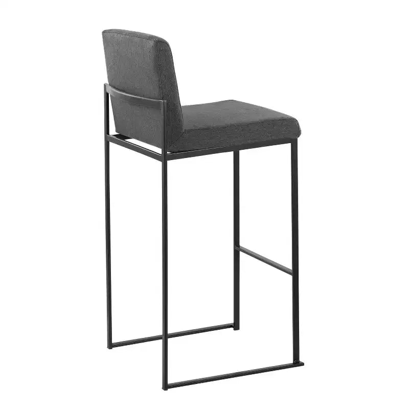 LumiSource Lot de 3 tabourets de bar Fuji à dossier haut en acier noir/tissu anthracite