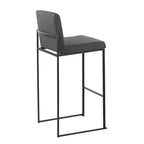 LumiSource Lot de 3 tabourets de bar Fuji à dossier haut en acier noir/tissu anthracite