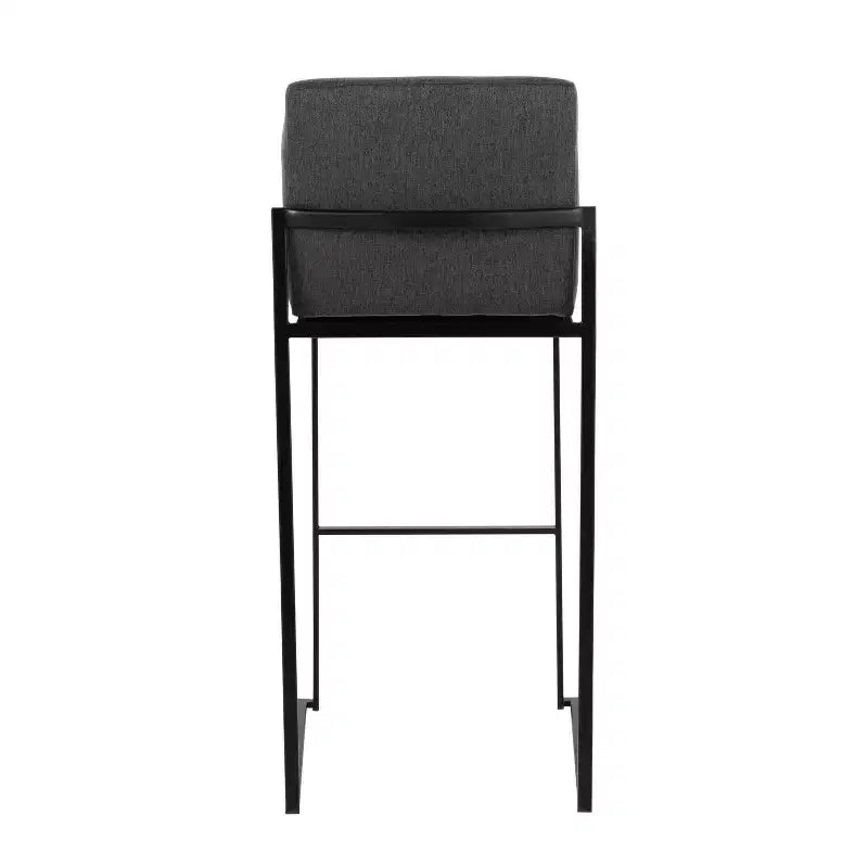LumiSource Lot de 3 tabourets de bar Fuji à dossier haut en acier noir/tissu anthracite