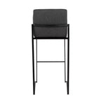 LumiSource Lot de 3 tabourets de bar Fuji à dossier haut en acier noir/tissu anthracite