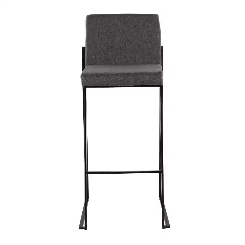 LumiSource Lot de 3 tabourets de bar Fuji à dossier haut en acier noir/tissu anthracite