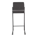 LumiSource Lot de 3 tabourets de bar Fuji à dossier haut en acier noir/tissu anthracite