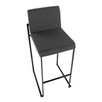 LumiSource Lot de 3 tabourets de bar Fuji à dossier haut en acier noir/tissu anthracite