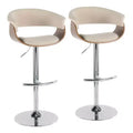 Set of 2 Vintage Mid-Century Modern Adjustable Barstools Cream: Swivel, Footrest, Polyester - LumiSource