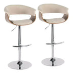 Set of 2 Vintage Mid-Century Modern Adjustable Barstools Cream: Swivel, Footrest, Polyester - LumiSource