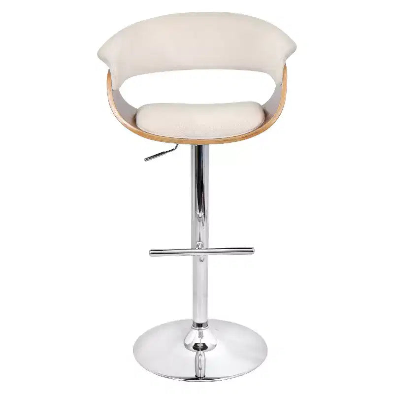 Lot de 2 tabourets de bar vintage réglables crème style Mid-Century Modern : Pivotants, repose-pieds, polyester - LumiSource