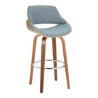 Lot de 2 tabourets de bar Fabrizzi Noyer/Chrome/Bleu : LumiSource, hauteur fixe, pivotants, pour îlot de cuisine
