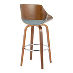 Lot de 2 tabourets de bar Fabrizzi Noyer/Chrome/Bleu : LumiSource, hauteur fixe, pivotants, pour îlot de cuisine