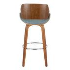 Lot de 2 tabourets de bar Fabrizzi Noyer/Chrome/Bleu : LumiSource, hauteur fixe, pivotants, pour îlot de cuisine