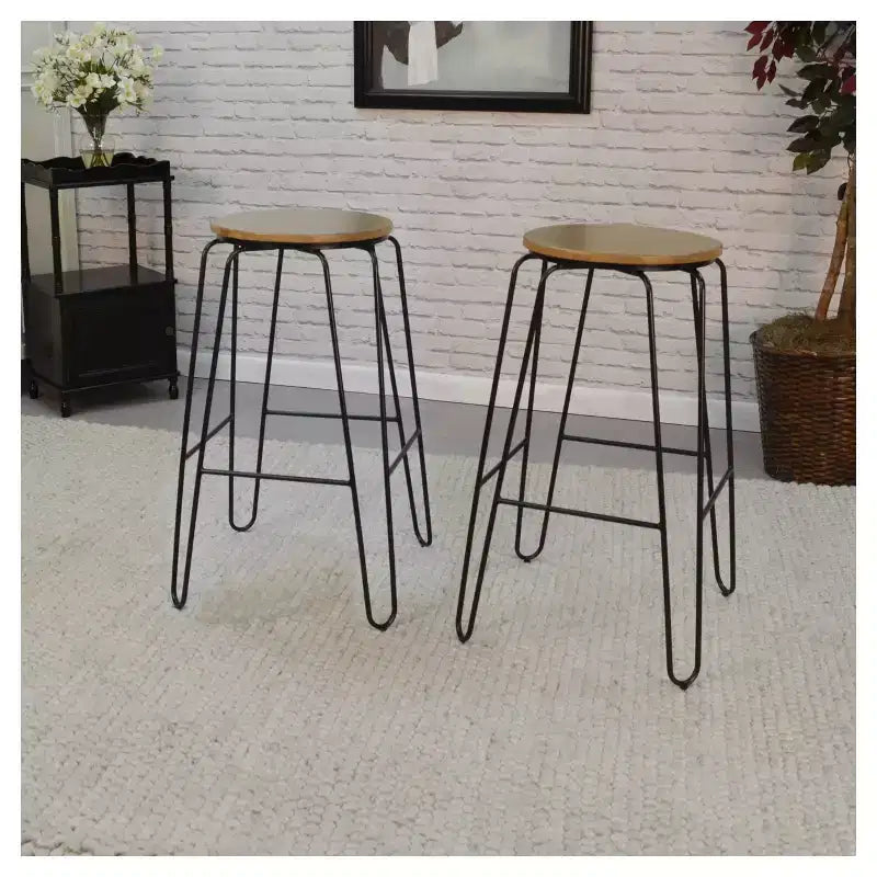 Carolina Living Set of 2 29" Winston Barstools Maple/Black