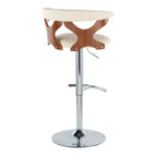 LumiSource Lot de 2 tabourets de bar réglables Gardenia Métal chromé/Bois noyer/PU crème
