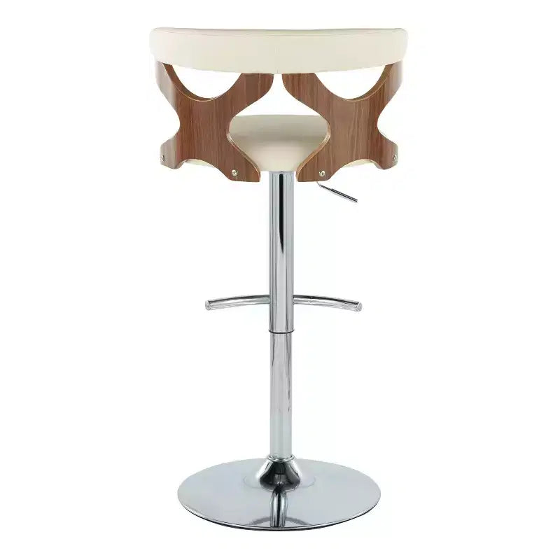 LumiSource Lot de 2 tabourets de bar réglables Gardenia Métal chromé/Bois noyer/PU crème